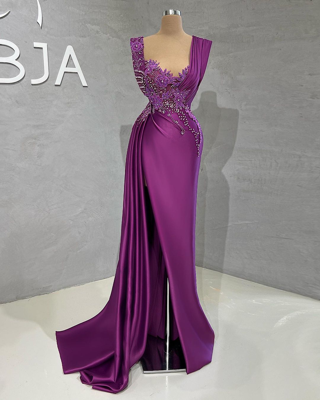 Plus Size Arabic Aso Ebi Purple Mermaid Luxurious Prom Dresses Beaded Crystals Evening Formal Party Second Reception Birthday Engagement Gowns Dress A