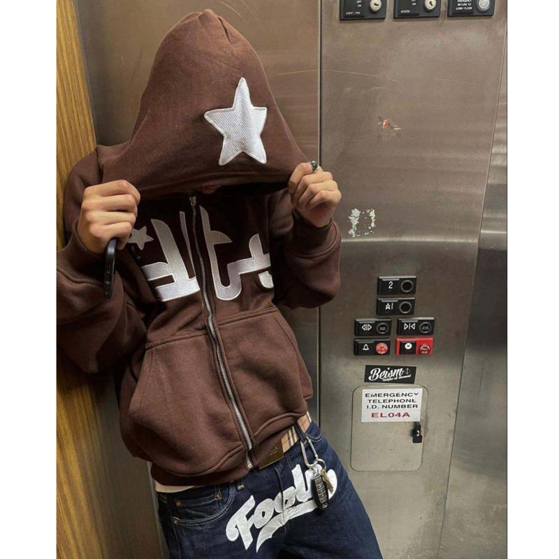 Women's Jackets Star Letter Print Zip Up Hoodie Women Loose Long Sleeve Oversized Retro Streetwear Punk Hooded Y2k Fashion Lounge WearWomen', Black
Women's Jackets Star Letter Print Zip Up Hoodie Women Loose Long Sleeve Oversized Retro Streetwear Punk Hooded Y2k Fashion Lounge WearWomen', Black