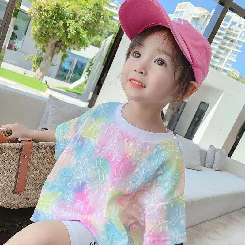 Kids Girls Tie Dye Tshirt Summer Long Style Children Soft Comfortable Shirt For Girl Casual Tee Tops Clothing 220607