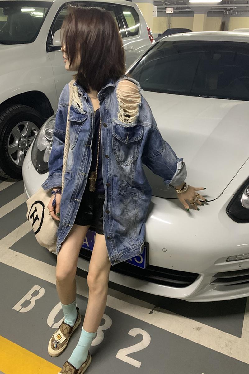 Women's Jackets 2022 Spring Autumn Denim Jacket Tide Fashion Brim Loose Long Hole Leakage Shoulder Cowboy Outerwear Coat Female Personality, Blue
Women's Jackets 2022 Spring Autumn Denim Jacket Tide Fashion Brim Loose Long Hole Leakage Shoulder Cowboy Outerwear Coat Female Personality, Blue