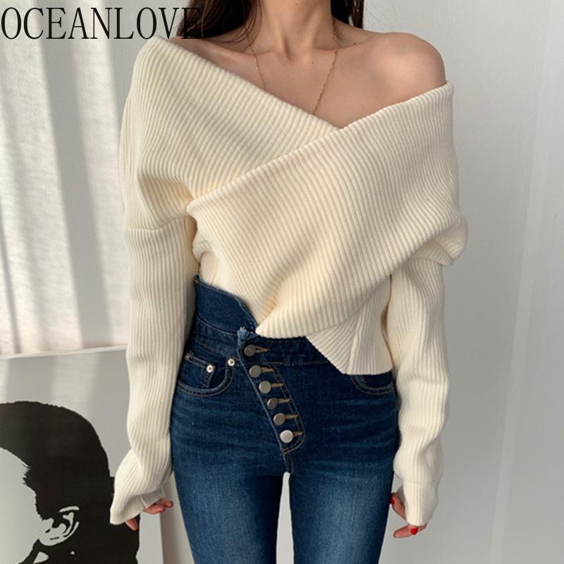 Women's Sweaters OCEANLOVE Slash Neck Koean Chic Autumn Winter Pull Femme Vintage Solid Women Tops Retro 2022 Fashion Pullovers, White;black
Women's Sweaters OCEANLOVE Slash Neck Koean Chic Autumn Winter Pull Femme Vintage Solid Women Tops Retro 2022 Fashion Pullovers, White;black