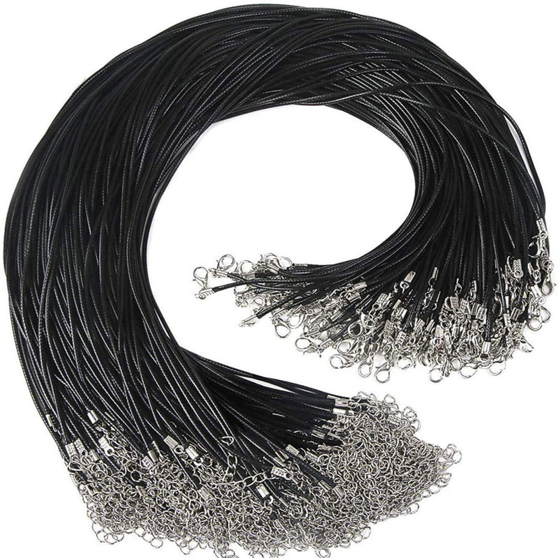 45cm 60cm Black 15mm 20mm Wax Rope Lobster Clasp Chains for Necklace Lanyard Jewelry Pendant Cords Making ACC8544990