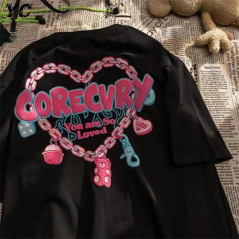 Women' T-Shirt Harajuku T Shirt Aesthetic Gothic Punk Cartoon Short Sleeve Love Print Tops Women Summer Casual Street Clothes Female TeesWo, Black
Women' T-Shirt Harajuku T Shirt Aesthetic Gothic Punk Cartoon Short Sleeve Love Print Tops Women Summer Casual Street Clothes Female TeesWo, Black