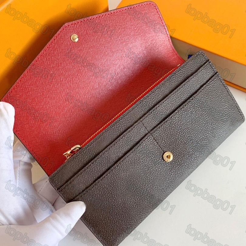 M60531 Sarah Wallet top quality long envelope flap wallets designer key card coin holders purse leather mini Pochette clutch bag with box 01, Brown flower red inside
M60531 Sarah Wallet top quality long envelope flap wallets designer key card coin holders purse leather mini Pochette clutch bag with box 01, Brown flower red inside