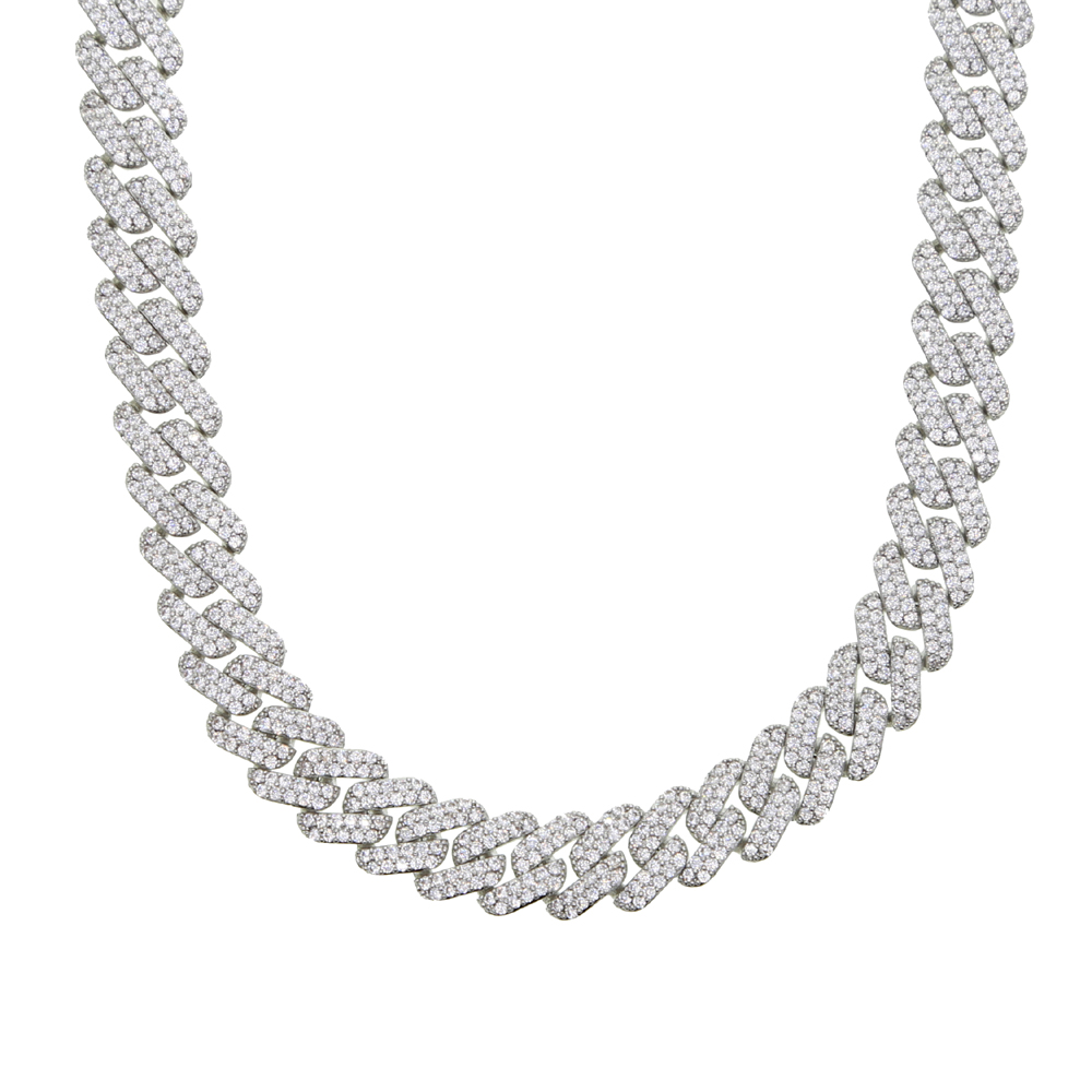 Silver Color CZ Cuban Chain Choker Necklace Hip Hop 2 Row 5A CZ Iced Out Adjust Size Necklaces For Women Jewelry New Arrived