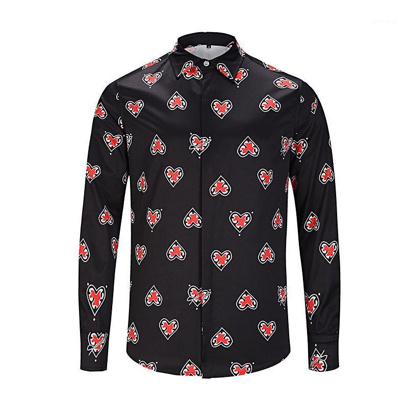 Products Autumn Youth Europe America Four Seasons Black Lapel Long Sleeve Cardigan Floral Casual Heart-shaped Printing Bow Men's Shirts
Products Autumn Youth Europe America Four Seasons Black Lapel Long Sleeve Cardigan Floral Casual Heart-shaped Printing Bow Men's Shirts