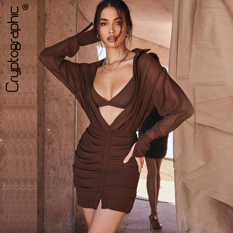 Fashion Chiffon Shirt Dress and Bralette Ruched Draped Backless Long Sleeve Dresses Bodycon Vestidos Autumn 2021, Coffee
Fashion Chiffon Shirt Dress and Bralette Ruched Draped Backless Long Sleeve Dresses Bodycon Vestidos Autumn 2021, Coffee