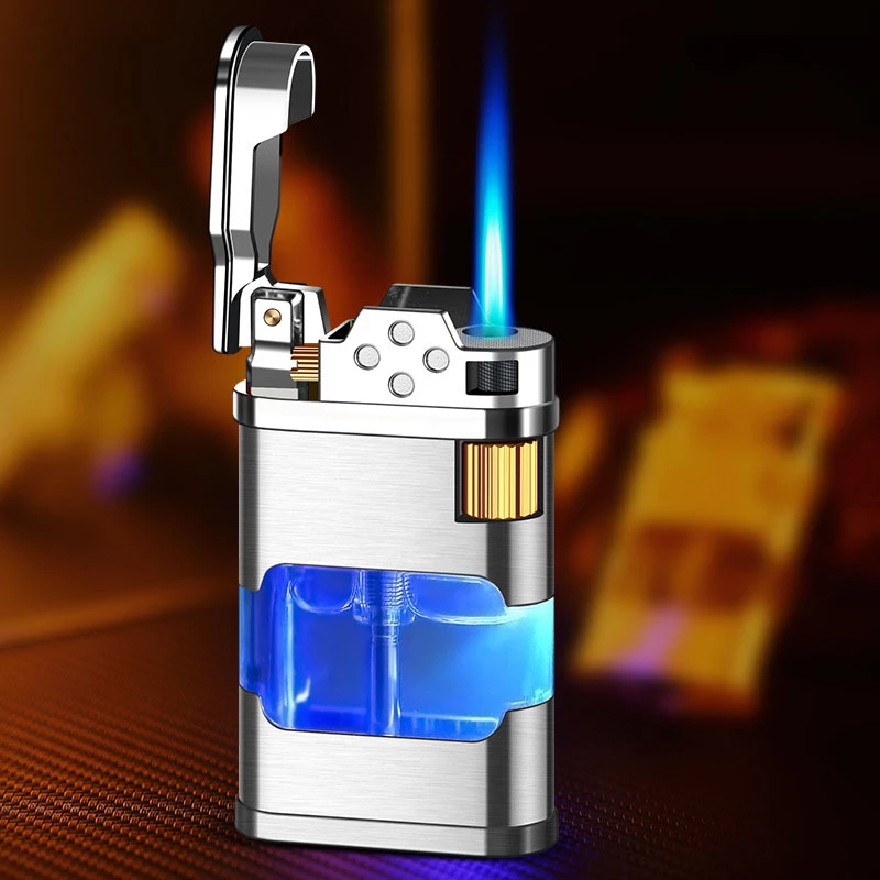 Flame Gas Lighter Metal Torch Turbo Unusual Wholesale Creative Windproof Blue Butane 1300C Cigar Lighters Gadgets for Men W260202