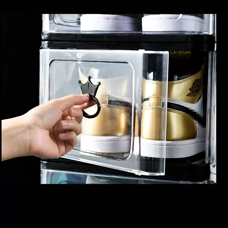 Large Hard Plastic Clear Shoe Box Detachable Folding Stackable Shoes Boxes Organizer Bins Storage Dust-proof Cabinet Thickened Transparent Moisturepro
