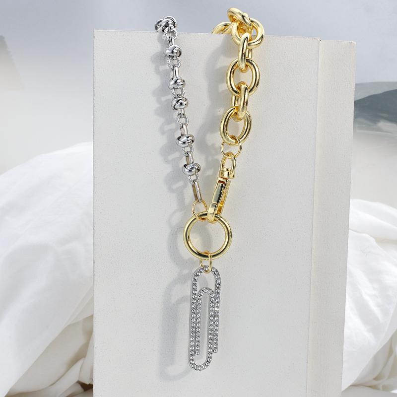 Pendant Necklaces Flashbuy Design Rhinestone Paper Clip Necklace For Women Fashion Safety Pin Thick Chain JewelryPendant