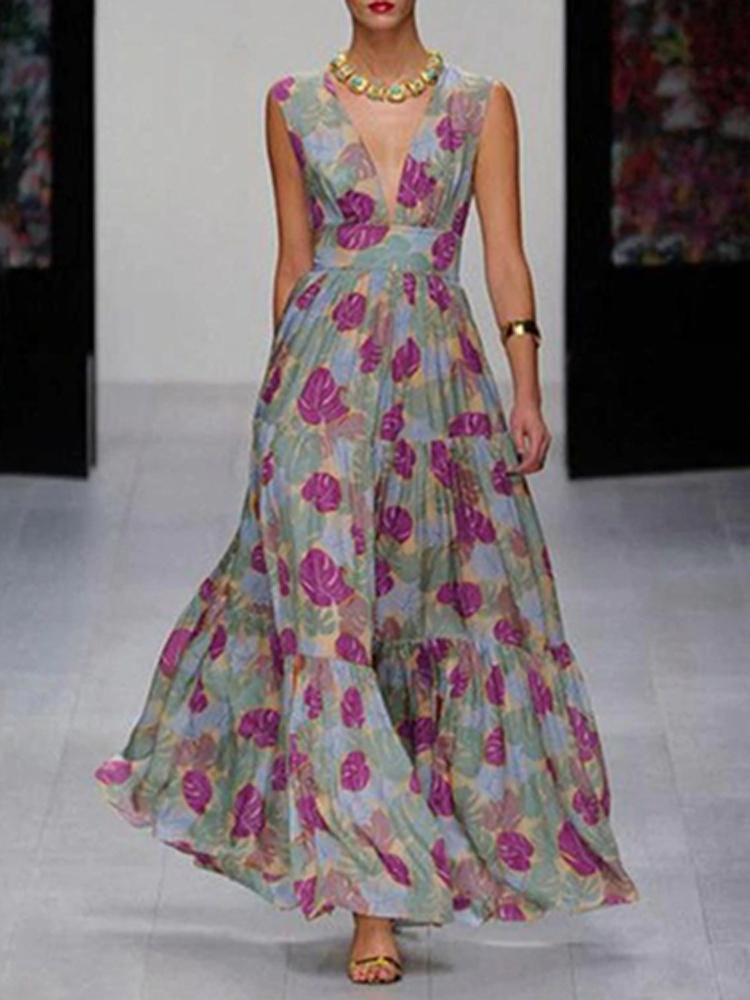 Casual Dresses Summer Fashion Deep V Flower Printed Maxi Dress Elegant Sleeveless Waist A-Line Women Chic Party VestidosCasual, 02 red
Casual Dresses Summer Fashion Deep V Flower Printed Maxi Dress Elegant Sleeveless Waist A-Line Women Chic Party VestidosCasual, 02 red