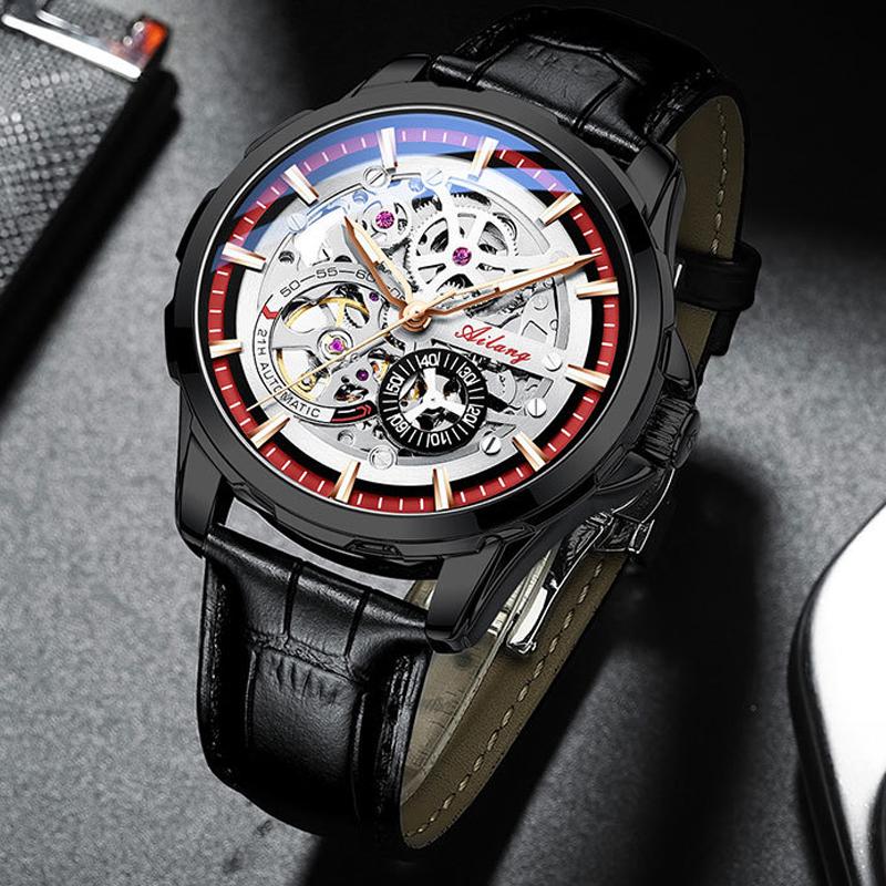 Wristwatches Men Watches Fashion Business Automatic Mechanical Watch Casual Genuine Leather Waterproof RelogioWristwatches, Black red
Wristwatches Men Watches Fashion Business Automatic Mechanical Watch Casual Genuine Leather Waterproof RelogioWristwatches, Black red