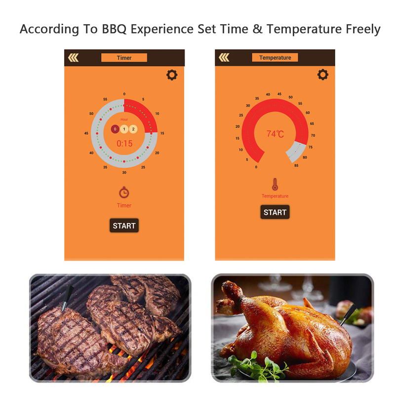 Meat Thermometer Wireless for Oven Grill BBQ Smoker Rotisserie Bluetooth Connect Digital Kitchen Tools Barbecue Accessories 2205104111269