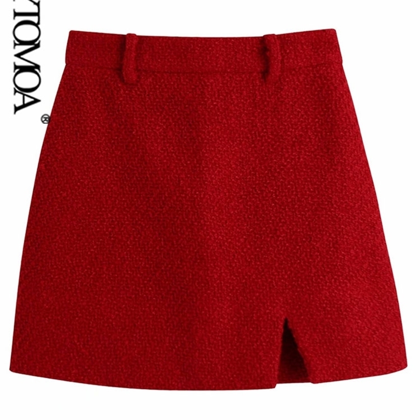KPYTOMOA Women Chic Fashion With Front Slit Tweed Mini Skirt Vintage High Waist Side Zipper Female Skirts Mujer 220322, As picture
KPYTOMOA Women Chic Fashion With Front Slit Tweed Mini Skirt Vintage High Waist Side Zipper Female Skirts Mujer 220322, As picture