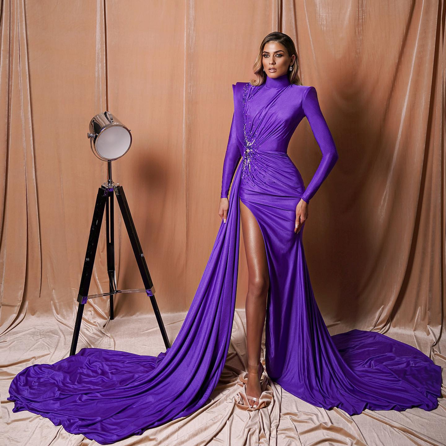 Purple Pleated Mermaid Prom Dresses Long Sleeves High Neck Evening Gowns Side Split Sweep Train Elastic Beaded Formal Dress, Dark green
Purple Pleated Mermaid Prom Dresses Long Sleeves High Neck Evening Gowns Side Split Sweep Train Elastic Beaded Formal Dress, Dark green