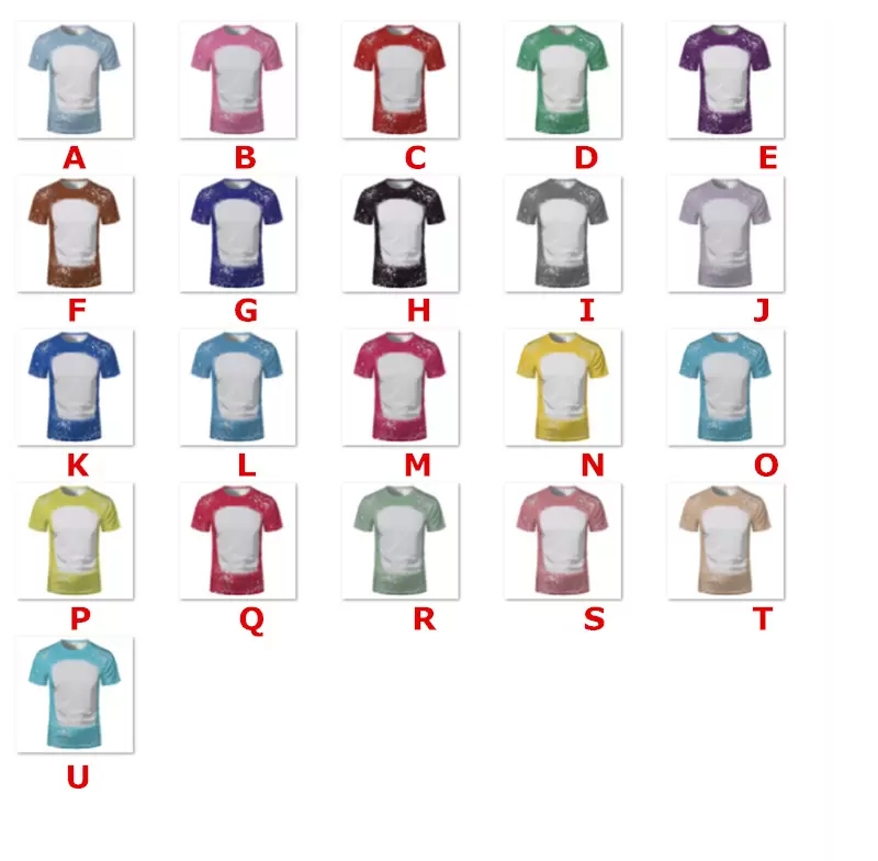 Sublimation Bleached Tees Shirts Heat Transfer Blank Bleach Shirt Bleached Polyester T-Shirts US Men Women Party Supplies GG1022