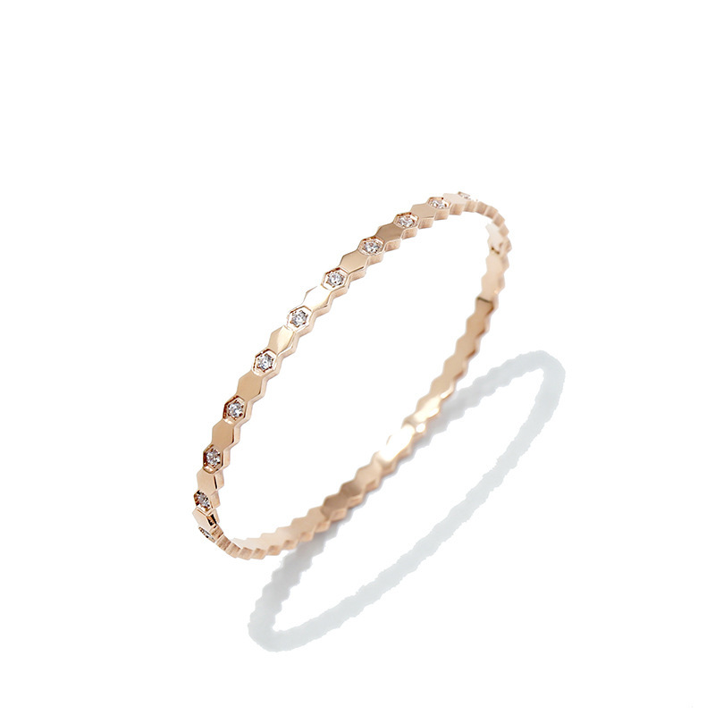 New Hexagonal Glossy Crystal women bracelet titanium steel bangles whole high quality not fade