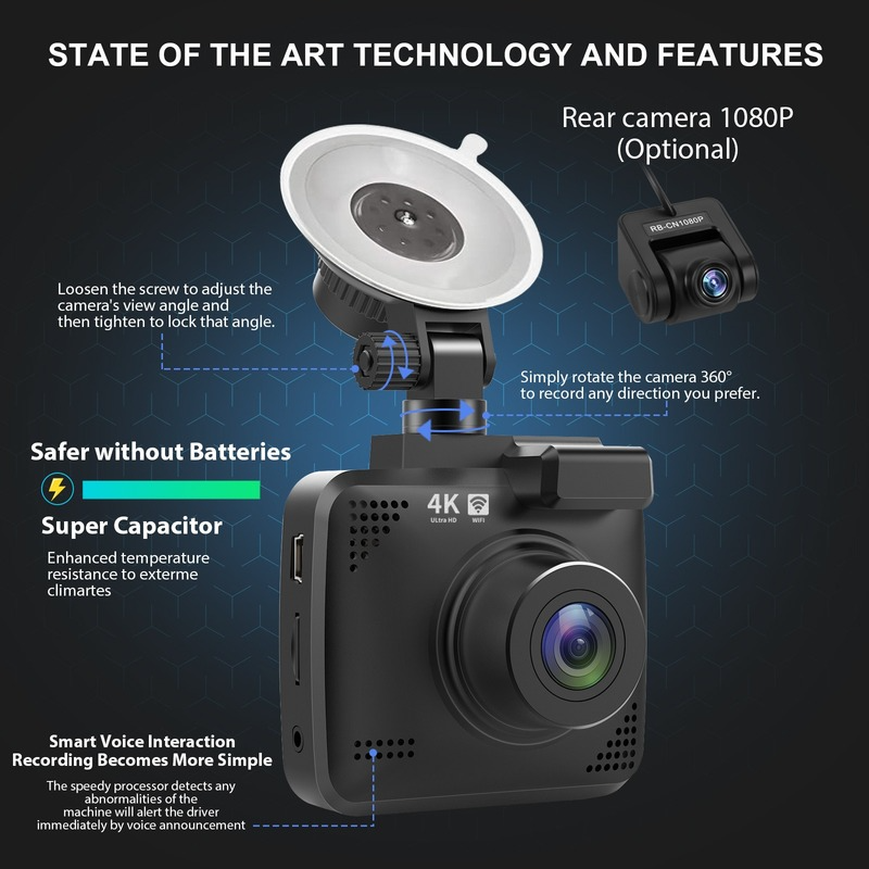 V53 Real 4K Driving Recorder 3840 * 2160p Standard WiFi GPS car dvr(The logistics price Pls Contact us)