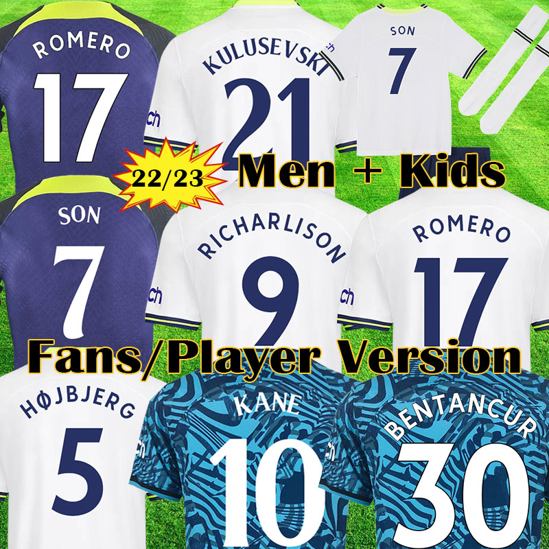 22 23 KANE SON RICHARLISON Soccer Jerseys Player Version KULUSEVSKI HOJBJERG Away 2022 2023 PERISIC Third ROMERO TOT Football kit shirt purple BENTANCUR Men kids set, 22 23 kids home
22 23 KANE SON RICHARLISON Soccer Jerseys Player Version KULUSEVSKI HOJBJERG Away 2022 2023 PERISIC Third ROMERO TOT Football kit shirt purple BENTANCUR Men kids set, 22 23 kids home
