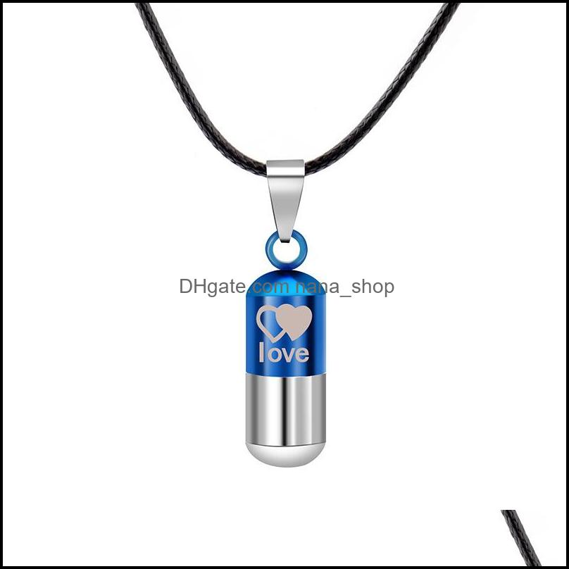 Pendant Necklaces Pendants Jewelry Stainless Steel Urn Cremation Ashes Necklace For Women Men Family Heart Save Love Open Locket Leather C