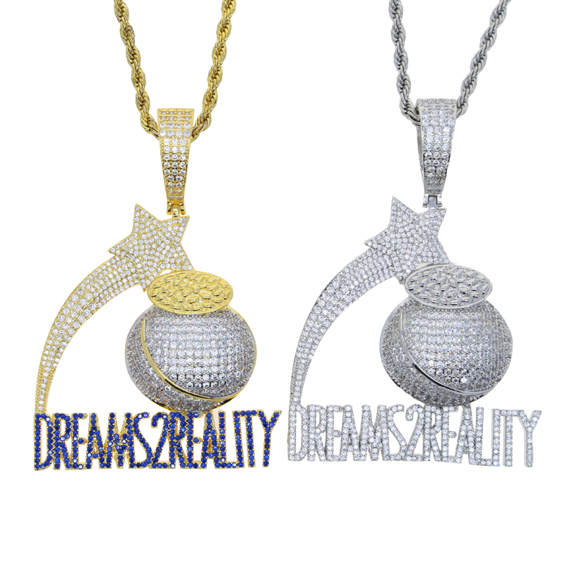 New Arrived Punk Rock Letter meteor ball Pendant with Rope Chain Necklace for Women Men Hip Hop Necklaces Jewelry Drop Ship