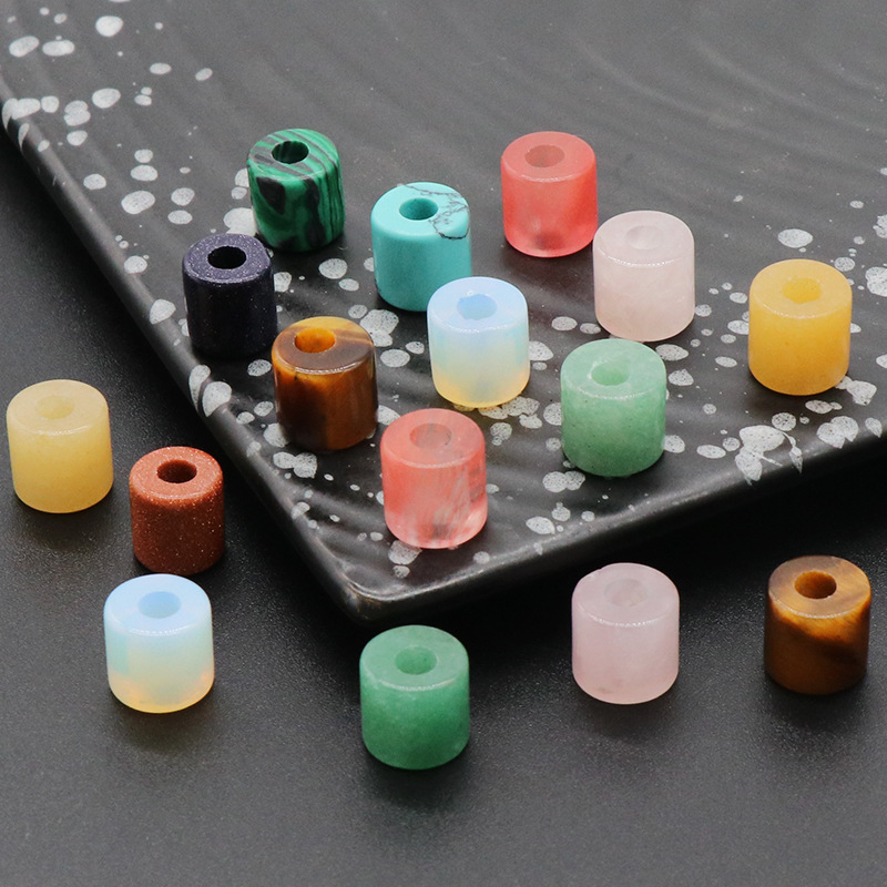 Natural Stone Large Hole Cylindrical Loose Beads Chakra Healing Reiki Crystal beadFor Diy Necklace Jewelry Accessories
