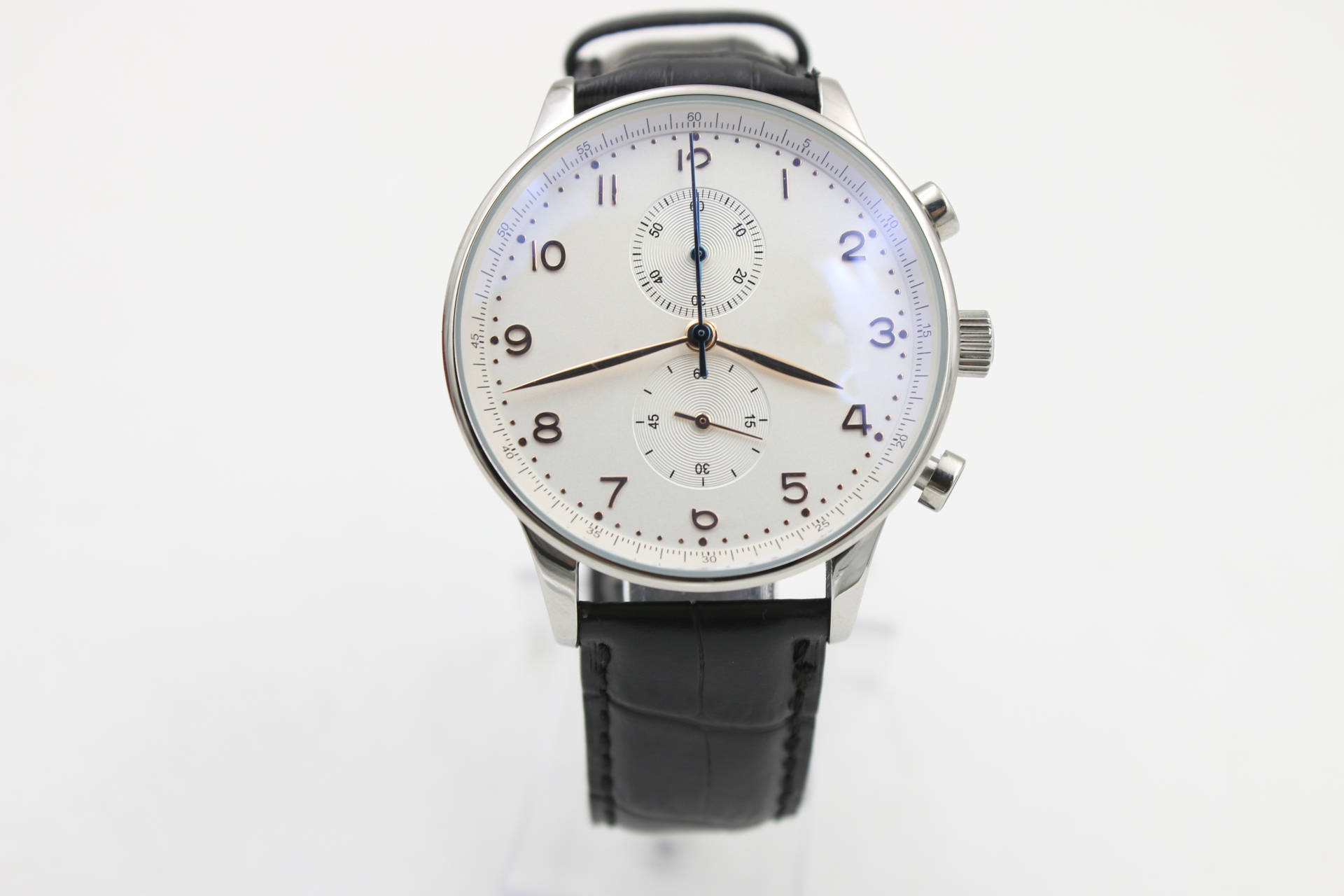 Discount White Dial limited Watch Mens Golden Stainless Pointer Wristwatches Steel Case Black Leather Strap Watches, Silver
Discount White Dial limited Watch Mens Golden Stainless Pointer Wristwatches Steel Case Black Leather Strap Watches, Silver