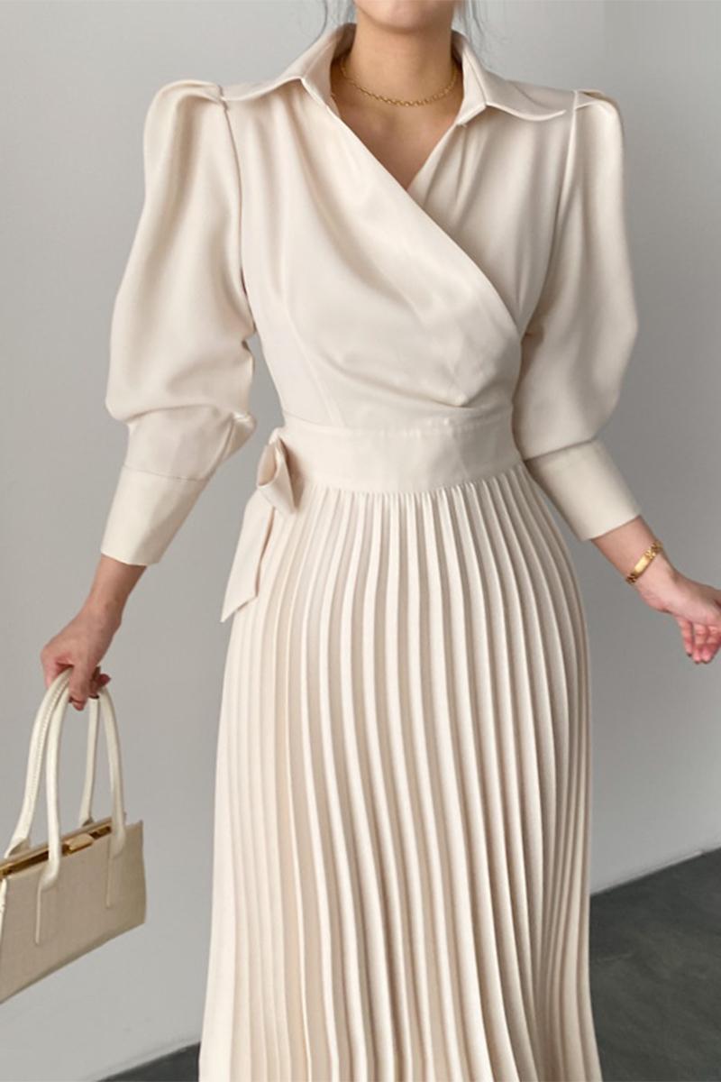 Black Maxi: Elegant High Waisted Dress, Long Sleeve Casual Dresses for Spring & Autumn Parties - A-Line Pleated Vintage Maxi Dress C260311