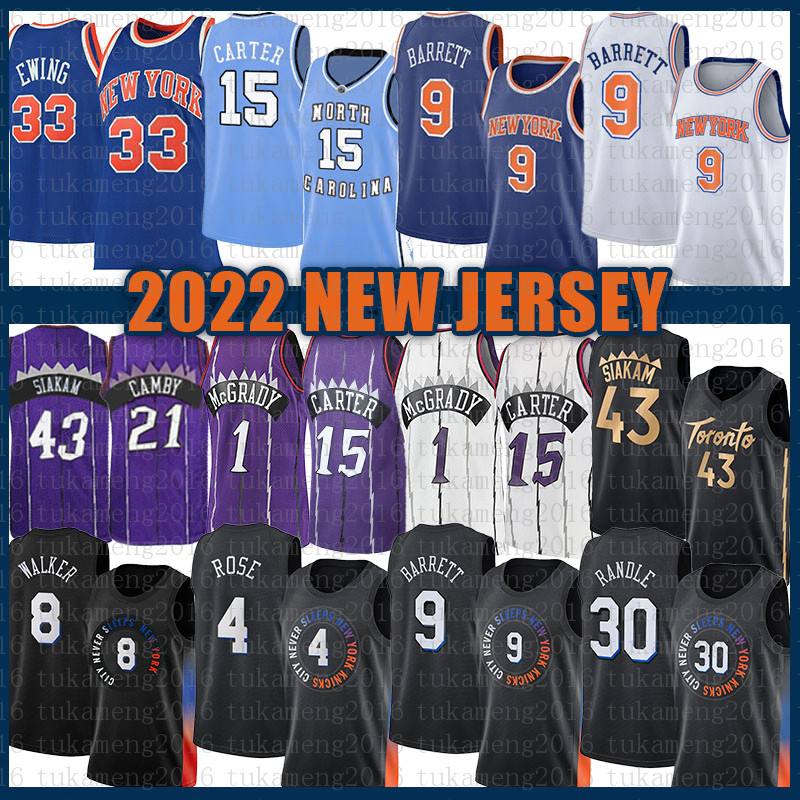 15 43 RJ Barrett Julius Randle Derrick Rose Kemba Walker Basketball Jersey 9 30 4 8 Vince Carter Pascal Siakam Torontos Raptores New Mens York Black Knick Lavender
