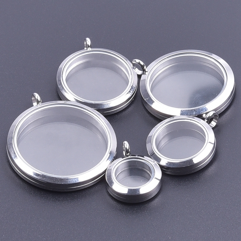 10Pcs Stainless Steel Round Po Memory Locket Pendant For Floating Twist Picture Necklaces Keychain Jewelry Making 220411