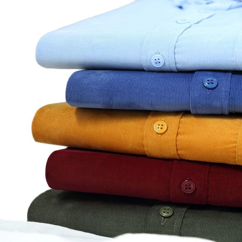100% Cotton Corduroy Shirt for Men Casual S-7XL Business Mens Dress Shirts Long Sleeve Leisure Oversized wiht Front Pocket 220322