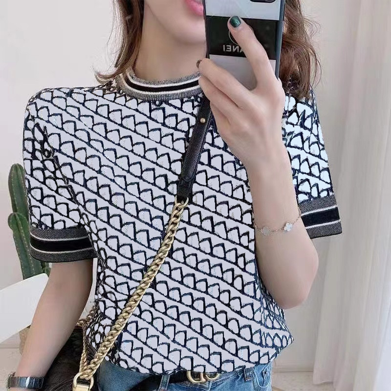 Designer Summer Women' Knits Tee Fashion Ice Silk Full D Letter Knit Top Tee High Quality, Black
Designer Summer Women' Knits Tee Fashion Ice Silk Full D Letter Knit Top Tee High Quality, Black