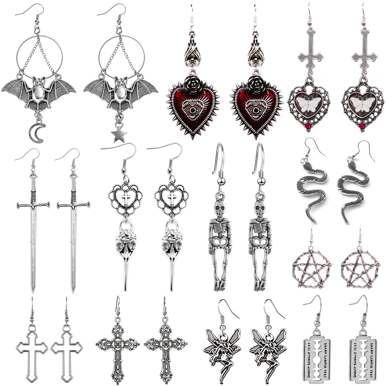 Charm Cogu 12 Pairs Gothic Grunge Earrings Set Sier Goth Sword Bat Evil Eye Vampire Death For Women Girls Fashion Jewelry Gifts With amrvV
Charm Cogu 12 Pairs Gothic Grunge Earrings Set Sier Goth Sword Bat Evil Eye Vampire Death For Women Girls Fashion Jewelry Gifts With amrvV