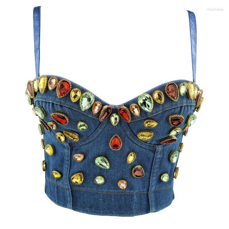 Women' Tanks & Camis Women Sexy Designer Beading Denim Diamonds Gem Cotton Camisole Tops Summer 2022 High Street Punk Style Short Crop, Blue
Women' Tanks & Camis Women Sexy Designer Beading Denim Diamonds Gem Cotton Camisole Tops Summer 2022 High Street Punk Style Short Crop, Blue
