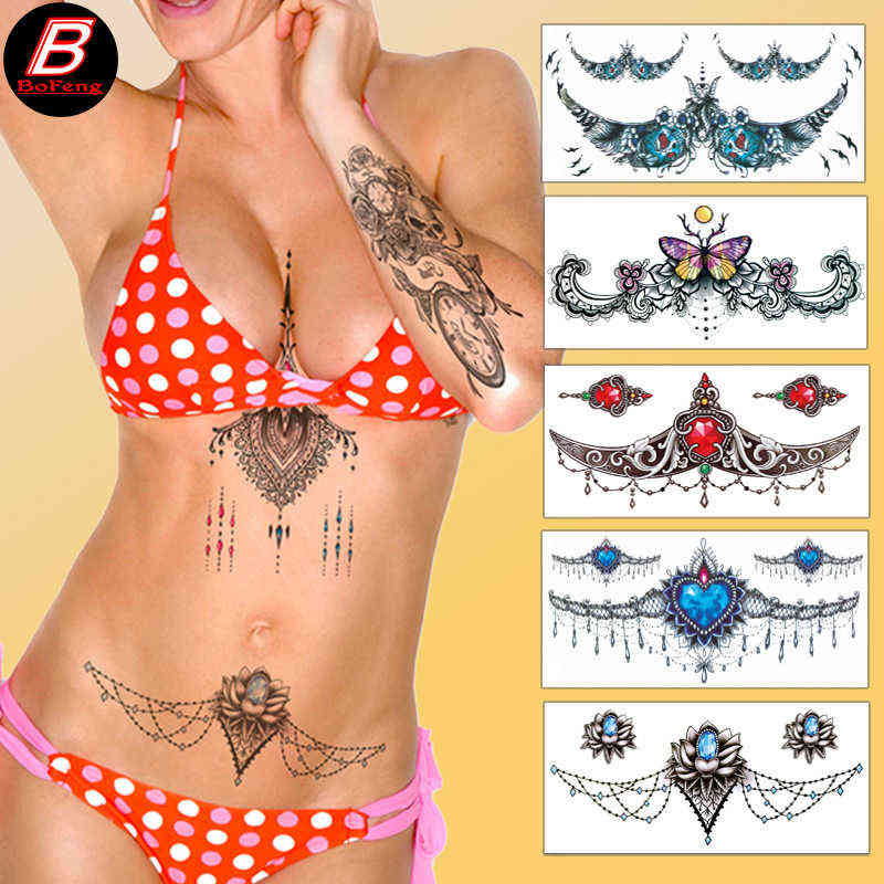 NXY Temporary Tattoo Sexy Woman Fashion Chest Stickers Waist Clavicle Scar Waterproof 0330