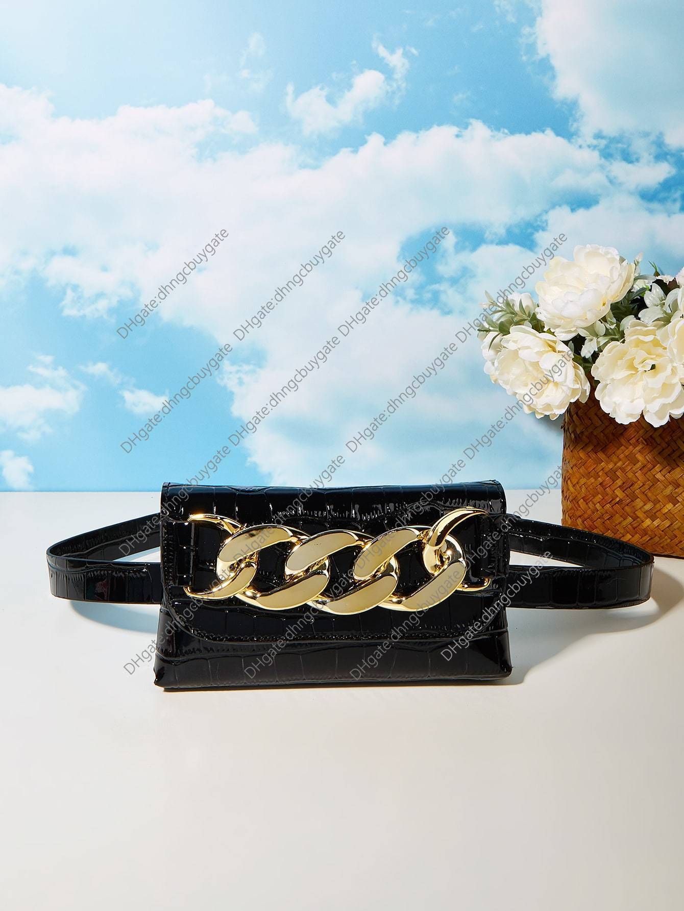 Bag Crocodile Designer Embossed Chain Decor Belt Handbag Leather Luxury Brand Fashion Wallet crossbody bag Handbag Leather, Black
Bag Crocodile Designer Embossed Chain Decor Belt Handbag Leather Luxury Brand Fashion Wallet crossbody bag Handbag Leather, Black