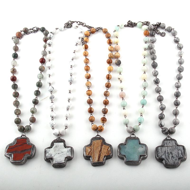 Pendant Necklaces Fashion Jewelry Natural Stone Rosary Chain Cross Choker Women Ethnic NecklacePendant
Pendant Necklaces Fashion Jewelry Natural Stone Rosary Chain Cross Choker Women Ethnic NecklacePendant