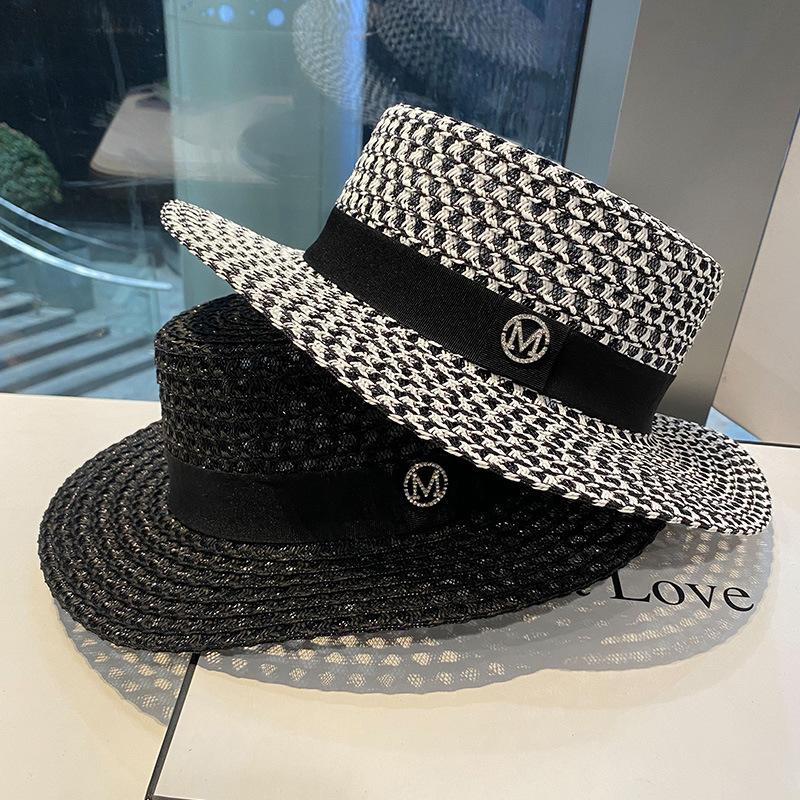 Wide Brim Hats Straw Hat Ribbon Boater Sunhats M Letter Flat Beach Summer For Women Fedoras Panama Ladies Travel Gorras, Black
Wide Brim Hats Straw Hat Ribbon Boater Sunhats M Letter Flat Beach Summer For Women Fedoras Panama Ladies Travel Gorras, Black