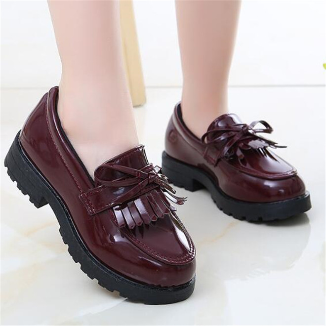 Fashion Kids Girls Casual Sneakers Children Leather Shoes Toddler Baby Loafers Flats Tassel bow Princess Dress Shoes 21-35