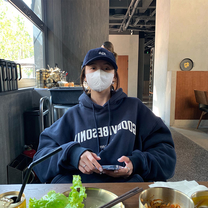 Womens Clothing Grey Vintage Street Sweatshirt Hoodie Letter Printing Long Sleeves Casual Warm Oversize Baggy Ladies Tops Autumn 220817