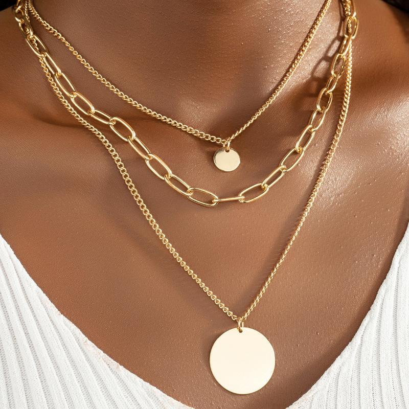Chains IngeSight.Z Vintage Big Round Sequins Pendant Necklaces Multi Layered Gold Color Link Chain Choker Women Neck JewelryChains
Chains IngeSight.Z Vintage Big Round Sequins Pendant Necklaces Multi Layered Gold Color Link Chain Choker Women Neck JewelryChains