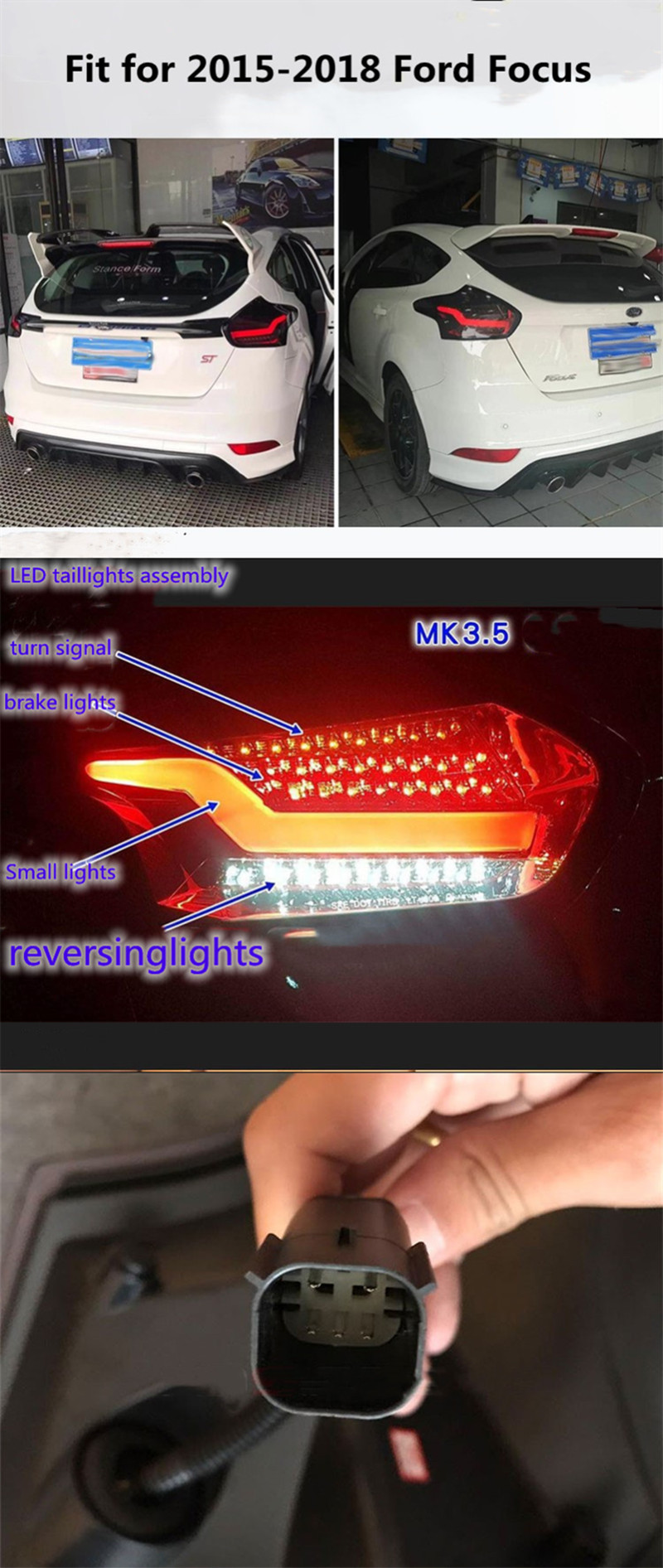 auto parts rear lights For Ford Focus LED Tail Light 15-18 Taillight Car Running Lamp brake Reverse Turn Signal Light