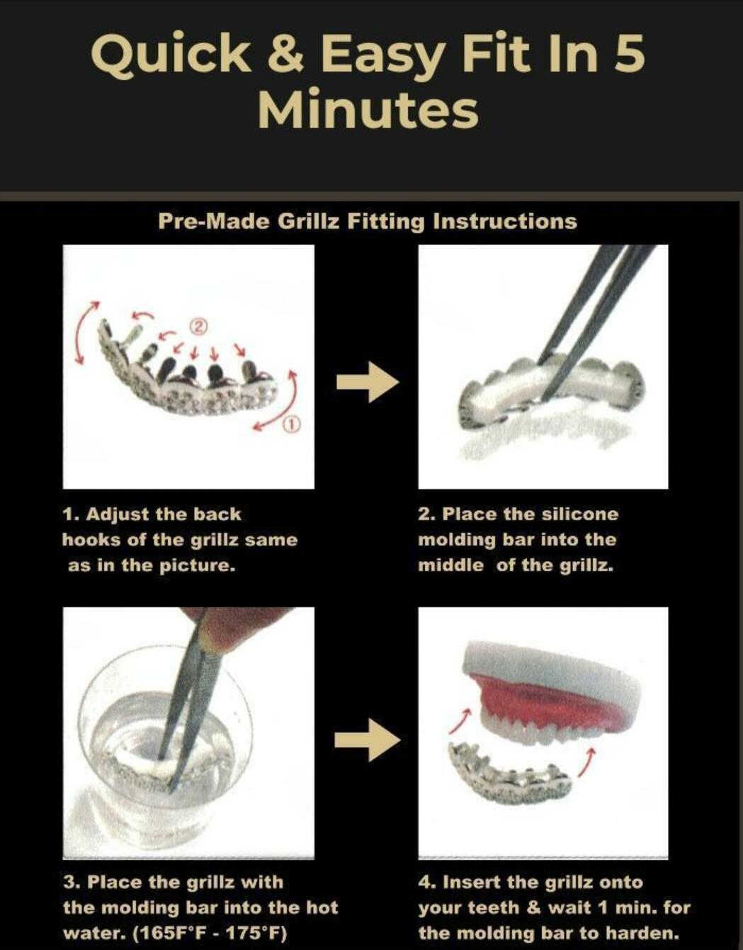 18K Real Gold Hammered Teeth Fang Grillz Punk Hip Hop Vampire Dental Mouth Grills Brace Tooth Cap Rapper Jewelry for Cosplay Costume Party Halloween G