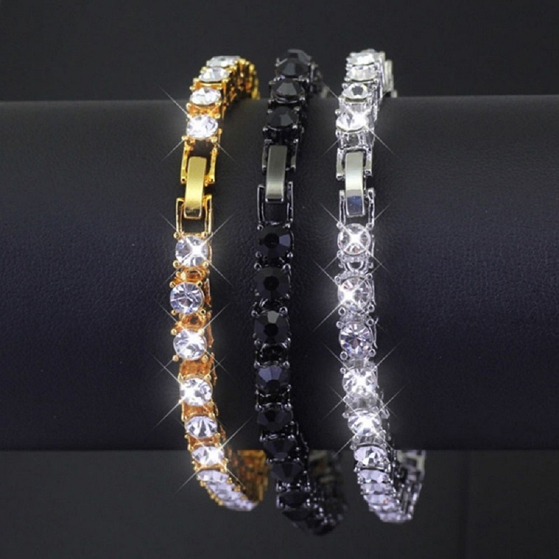 5mm Hip Hop Tennis Chain Bracelets Bling Gold Plated Men Women Party Jewelry Gift