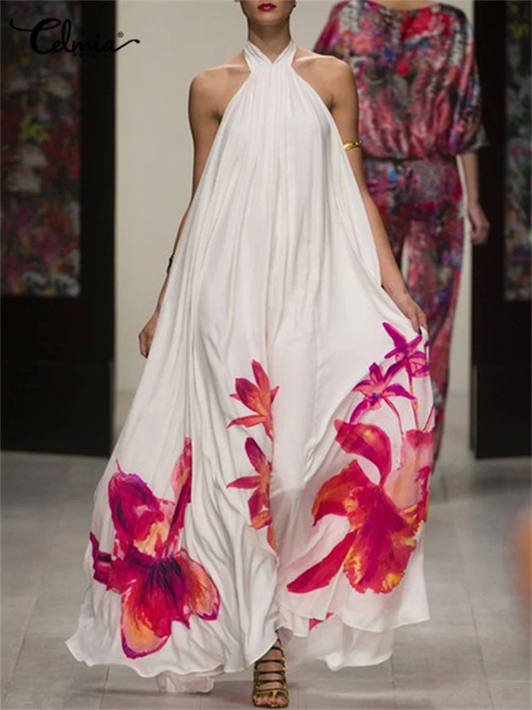 Celmia Summer Bohemian Dress Women Sexy Halter Floral Print Long Sundress Fashion Sleeveless Backless Party Maxi Vestido 220521, (style c)red
Celmia Summer Bohemian Dress Women Sexy Halter Floral Print Long Sundress Fashion Sleeveless Backless Party Maxi Vestido 220521, (style c)red