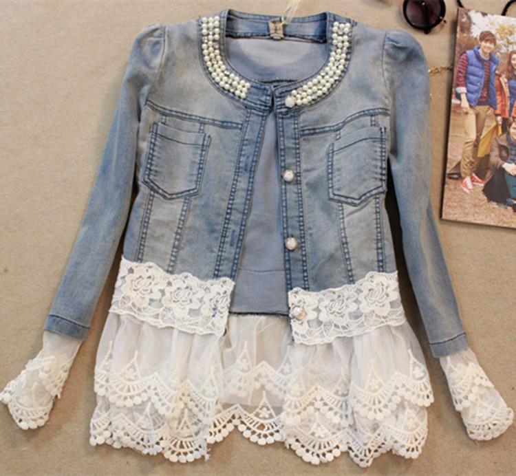 Women' Jackets Pearl Denim Autumn Women Outerwear Slim Lace Patchwork Long-Sleeve Stitching Cuffs Coat Thin White Mesh Hem WashWomen, Blue
Women' Jackets Pearl Denim Autumn Women Outerwear Slim Lace Patchwork Long-Sleeve Stitching Cuffs Coat Thin White Mesh Hem WashWomen, Blue