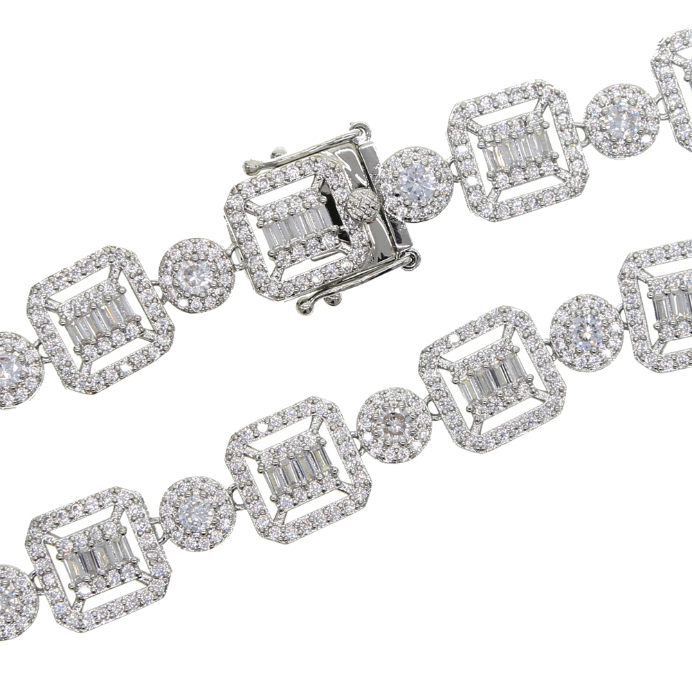 Iced Out Necklace: 5A Cubic Zirconia Geometric Beads Choker for Men & Women