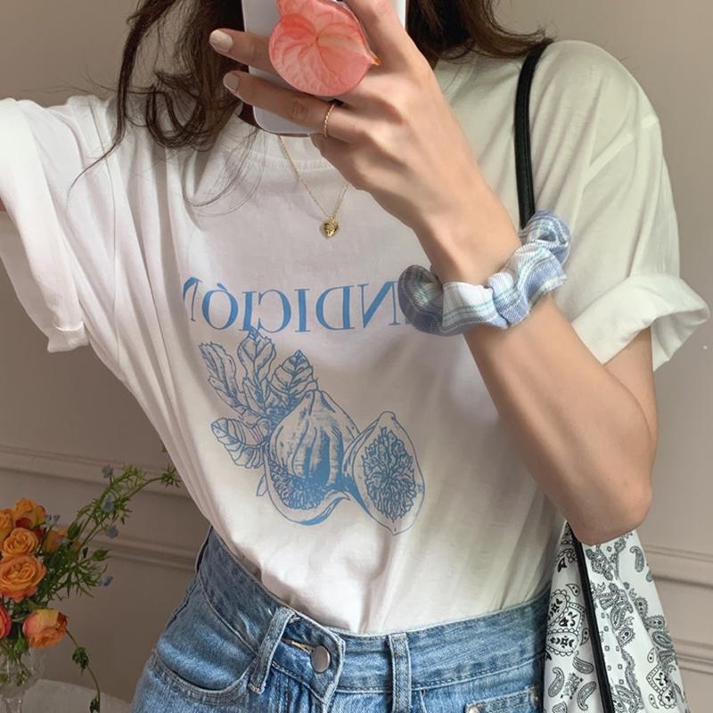 Women's T-Shirt Summer Korean Chic Women Ladies Simple Versatile Fig Print Loose Round Neck Slim Casual Short-Sleeved TopWomen's, White
Women's T-Shirt Summer Korean Chic Women Ladies Simple Versatile Fig Print Loose Round Neck Slim Casual Short-Sleeved TopWomen's, White