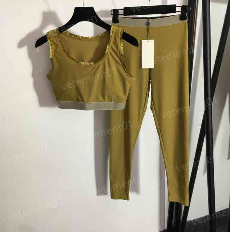 Womens Two Piece Pants Yoga Tracksuit Letter Ribbon Waist Vest And Stretch Yoga Leggings 2 Piece Sets Luxury Designer Tracksuits 0912
Womens Two Piece Pants Yoga Tracksuit Letter Ribbon Waist Vest And Stretch Yoga Leggings 2 Piece Sets Luxury Designer Tracksuits 0912