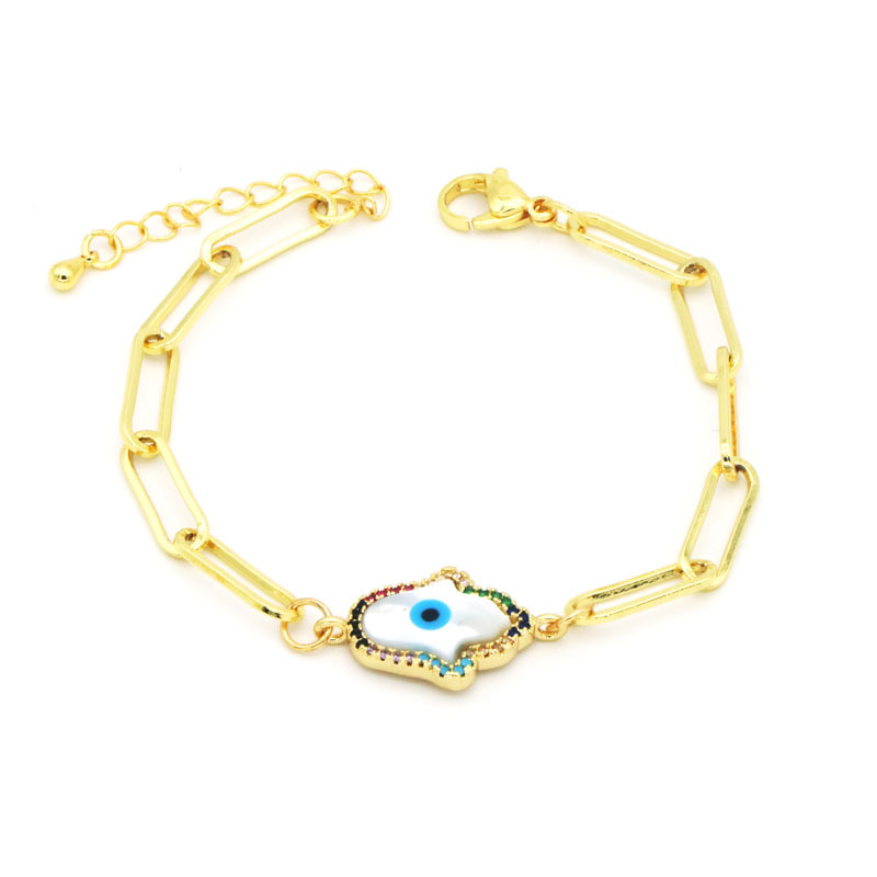 Fashion Gold Plating Brass Evil Eye Charm Bracelet for Women Gift